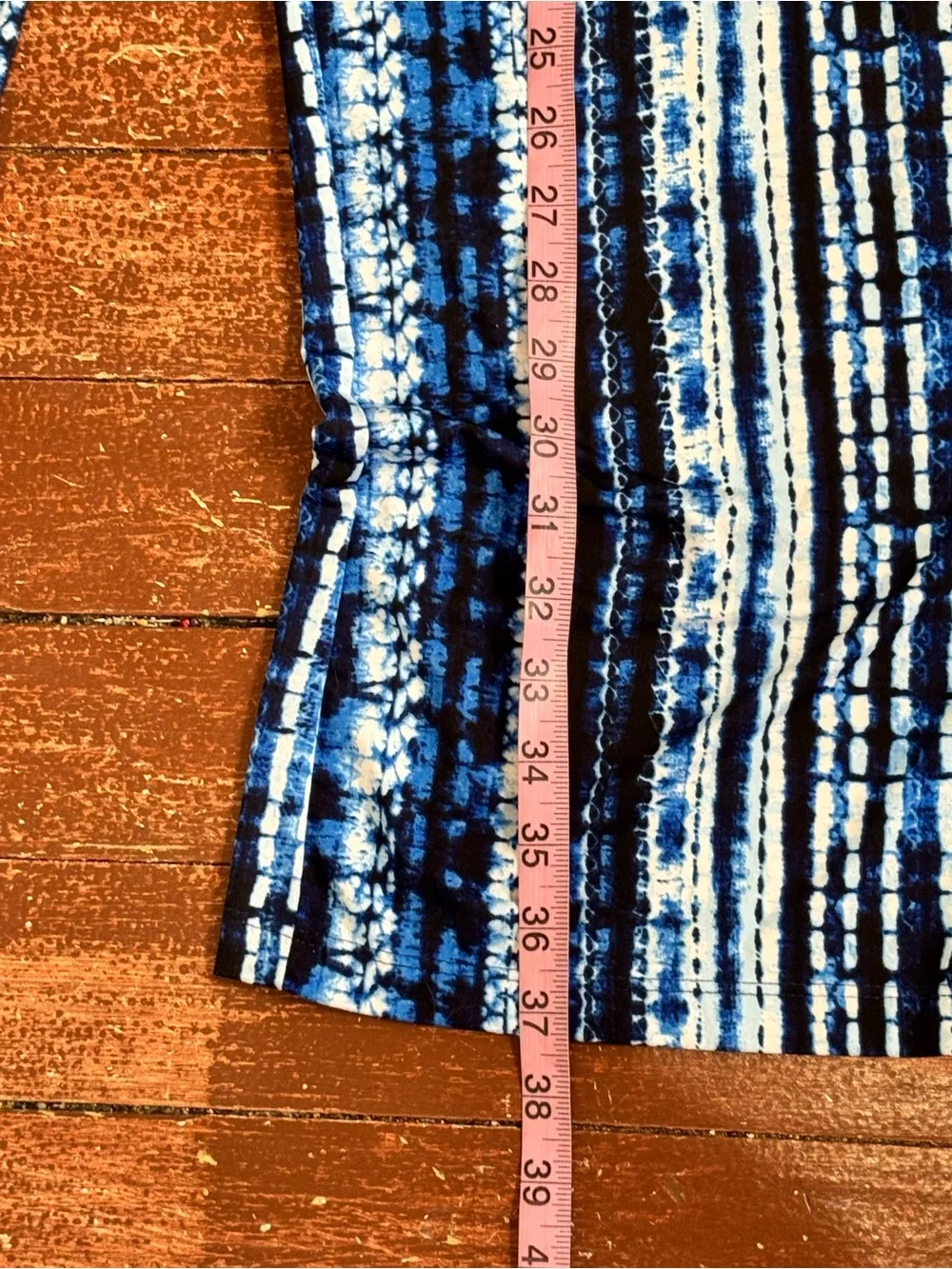 Robert Louis Petite Large Blue Tie Dye Pull On Wide Leg Stretch Pants PL